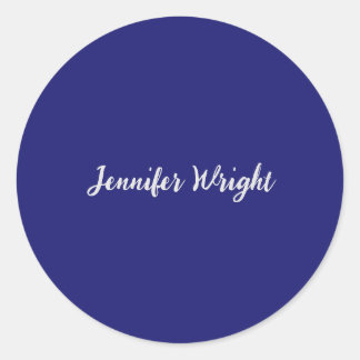 Professional minimalist handwriting blue classic round sticker