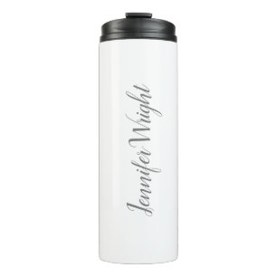Professional minimalist handwriting grey white thermal tumbler