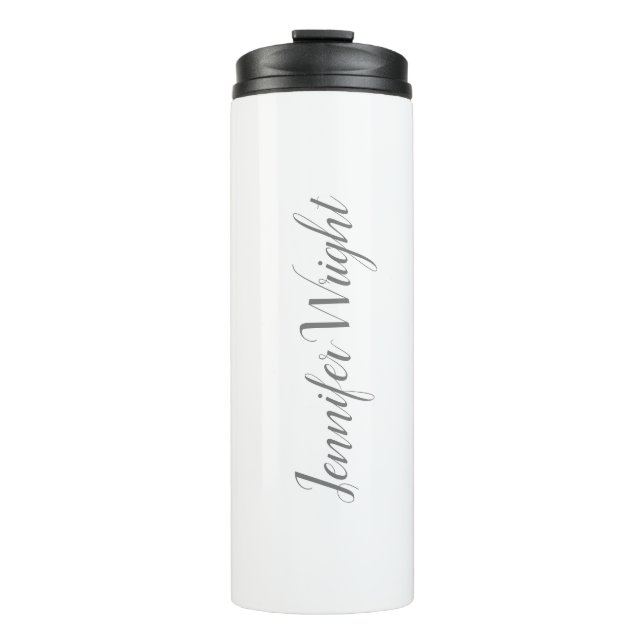Professional minimalist handwriting grey white thermal tumbler (Front)