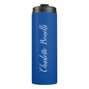 Professional Minimalist Handwriting Name Blue Thermal Tumbler