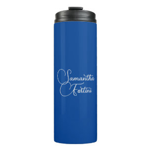 Professional minimalist handwriting name blue thermal tumbler