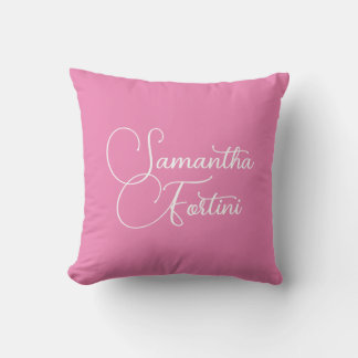 Professional minimalist handwriting name pink cushion