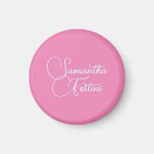 Professional minimalist handwriting name pink magnet