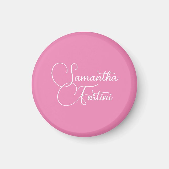 Professional minimalist handwriting name pink magnet (Front)