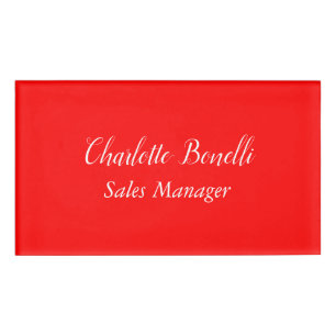 Professional Minimalist Handwriting Name Red Tag