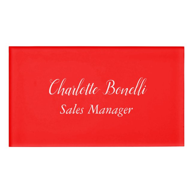 Professional Minimalist Handwriting Name Red Tag (Front)