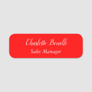 Professional Minimalist Handwriting Name Red Tag