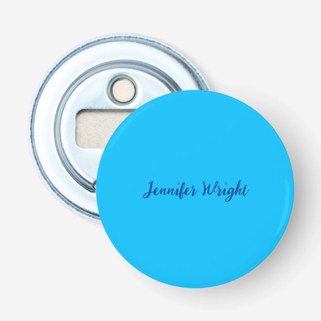 Professional minimalist handwriting sky blue bottle opener (Front)