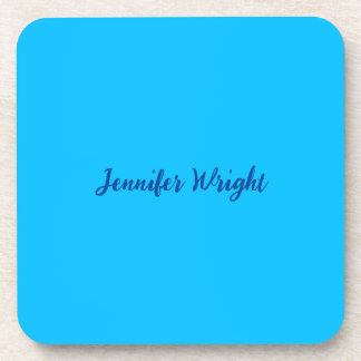 Professional minimalist handwriting sky blue coaster