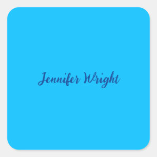 Professional minimalist handwriting sky blue square sticker