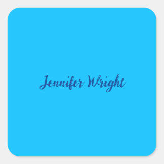 Professional minimalist handwriting sky blue square sticker