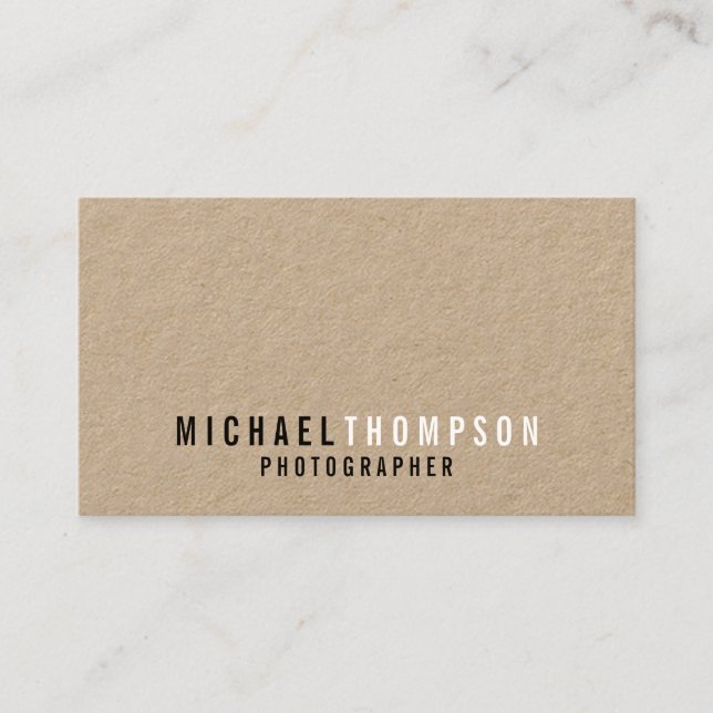 Professional Minimalist Kraft Paper Business Card (Front)