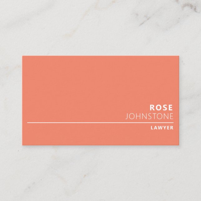 Professional Minimalist Light Salmon Profession Business Card (Front)