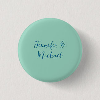 Professional minimalist light teal calligraphy 3 cm round badge