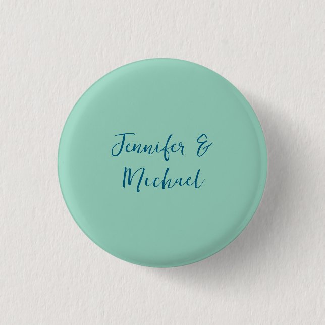 Professional minimalist light teal calligraphy 3 cm round badge (Front)