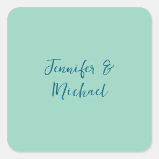 Professional minimalist light teal calligraphy square sticker