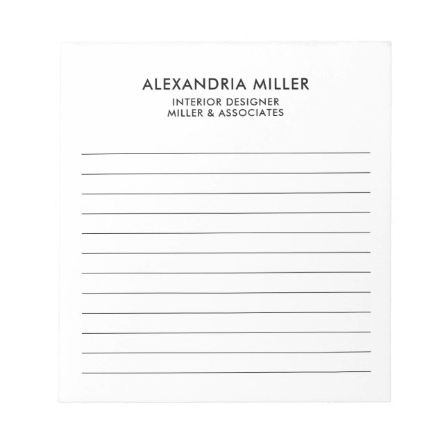 Professional Minimalist Lined Notepad (Front)