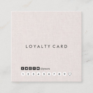 Professional Minimalist Linen Square Loyalty Card