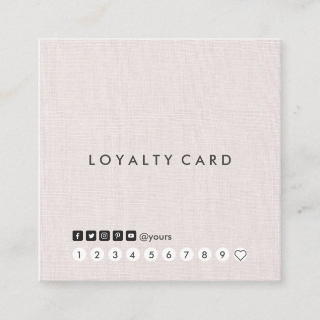 Professional Minimalist Linen Square Loyalty Card (Front)