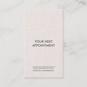 Professional Minimalist Linen Vertical Appointment Business Card