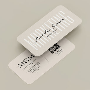 Professional Minimalist Marketing Sand Monogram QR Business Card