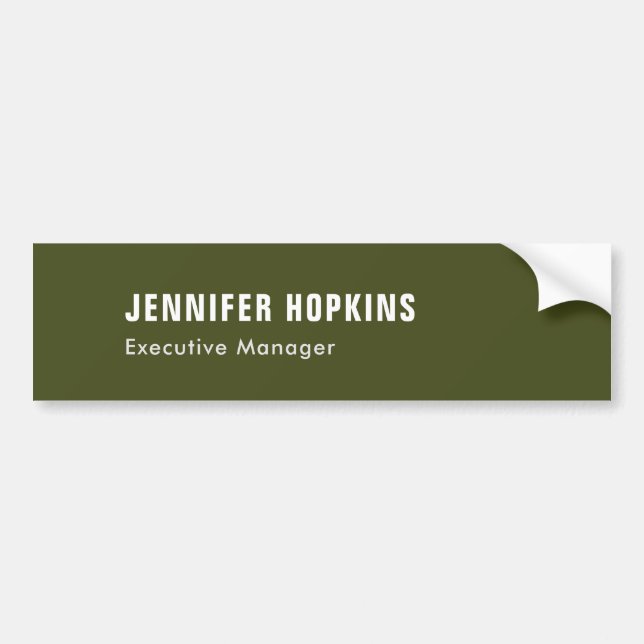 Professional minimalist modern army green bumper sticker (Front)