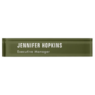Professional minimalist modern army green nameplate