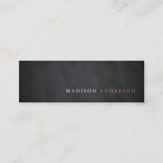 Professional Minimalist Modern Black Chalkboard Mini Business Card (Front)