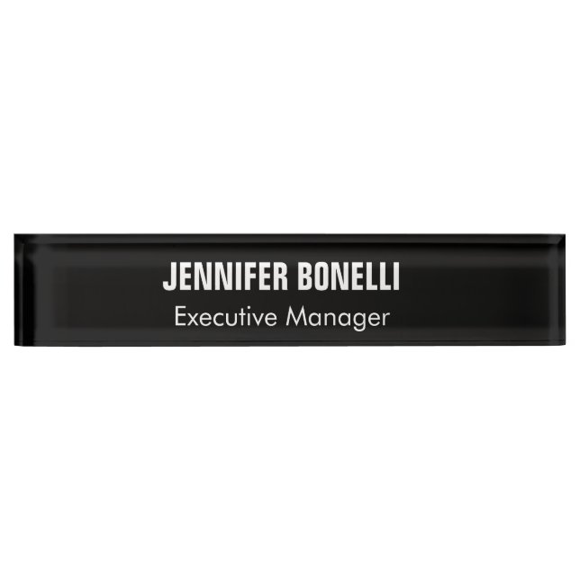 Professional minimalist modern black coloured nameplate (Front)