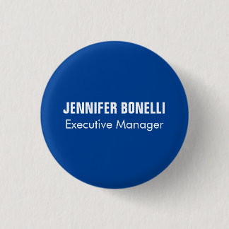 Professional minimalist modern blue add your name 3 cm round badge