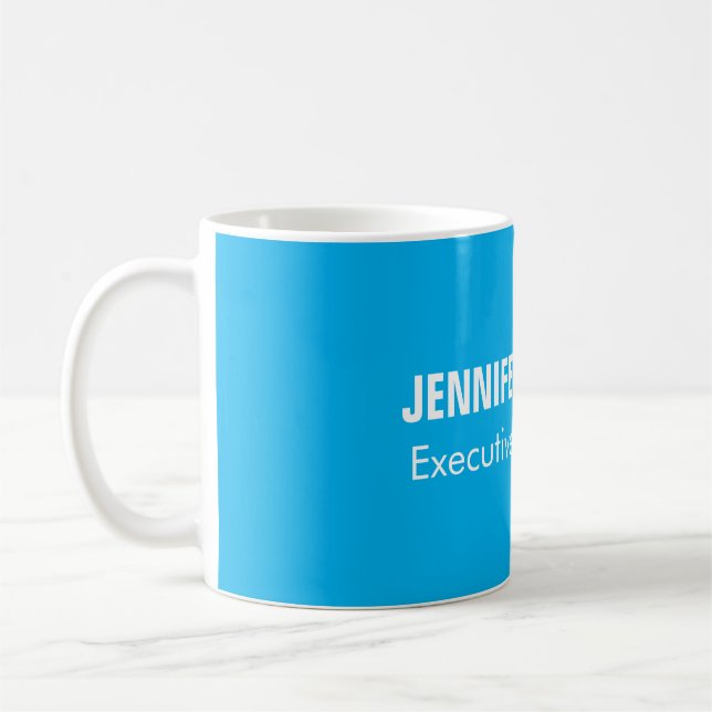Professional minimalist modern blue add your name coffee mug (Left)