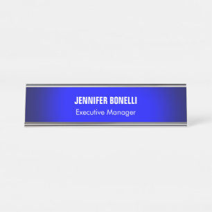 Professional minimalist modern blue add your name desk name plate