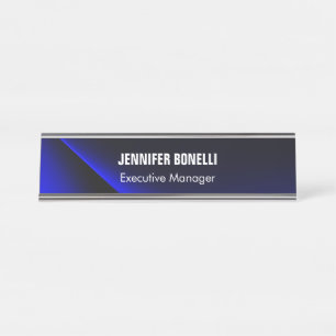 Professional minimalist modern blue add your name desk name plate