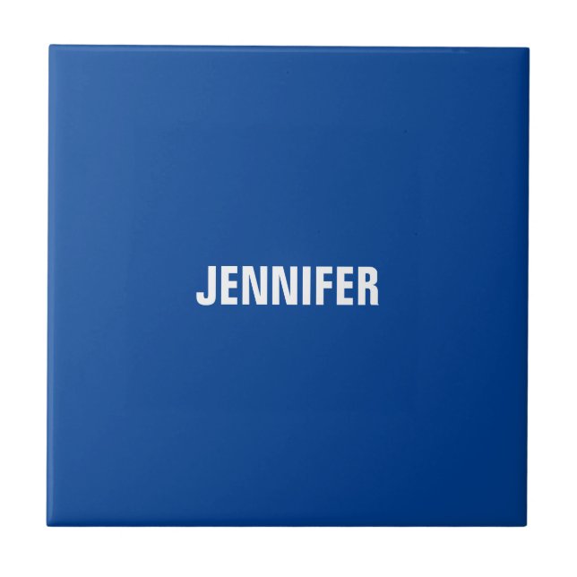 Professional minimalist modern blue add your name tile (Front)