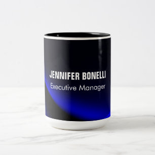 Professional minimalist modern blue add your name Two-Tone coffee mug