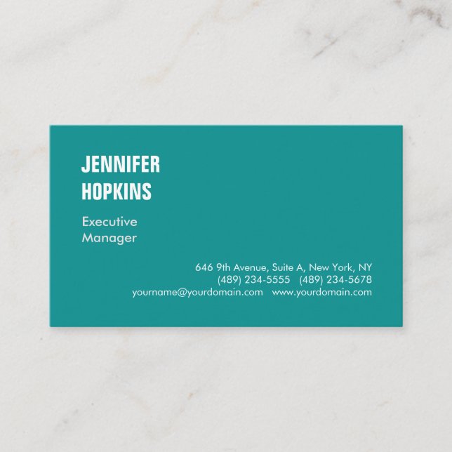 Professional minimalist modern blue green business card (Front)