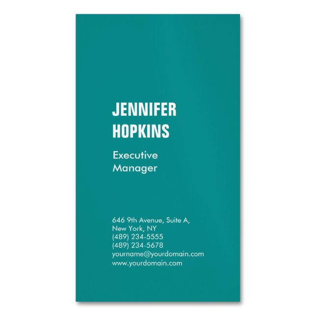 Professional minimalist modern blue green 	Magnetic business card (Front Vertical)