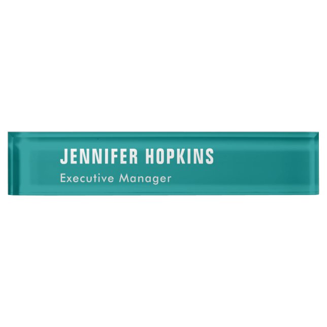 Professional minimalist modern blue green nameplate (Front)
