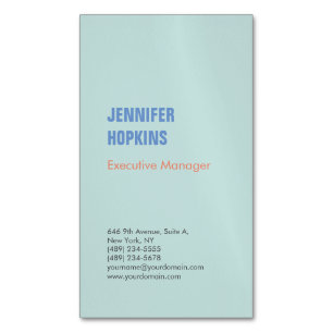 Professional minimalist modern blue 	Magnetic business card