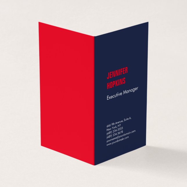 Professional minimalist modern blue red business card (Outside)