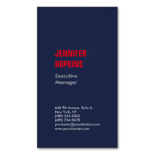 Professional minimalist modern blue red 	Magnetic business card