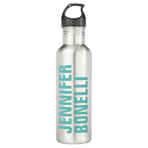 Professional minimalist modern blue white add name 710 ml water bottle