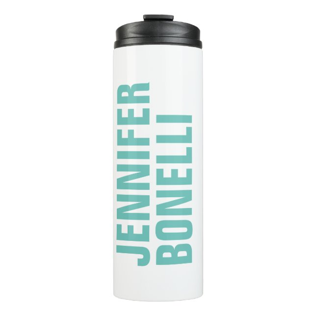 Professional minimalist modern blue white add name thermal tumbler (Front)