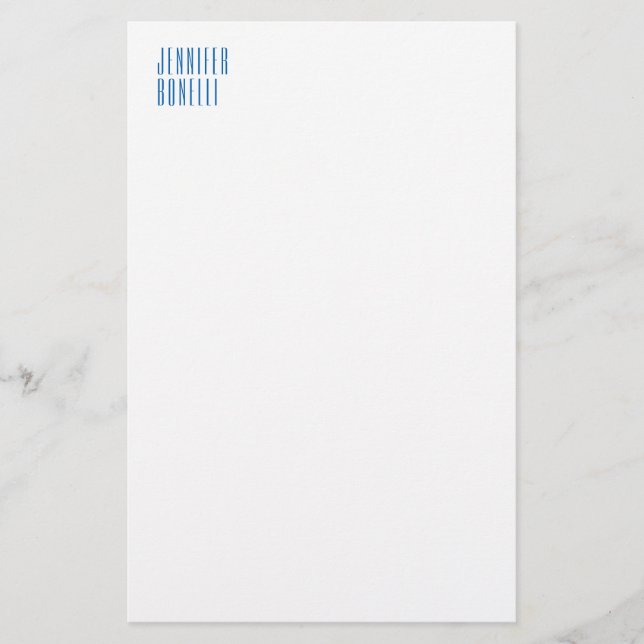 Professional minimalist modern blue white stationery (Front)