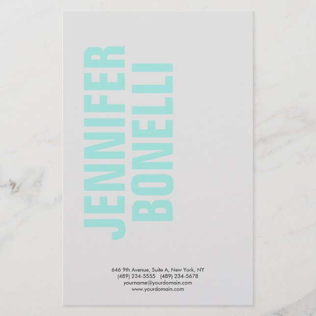 Professional minimalist modern bold blue name stationery (Front)