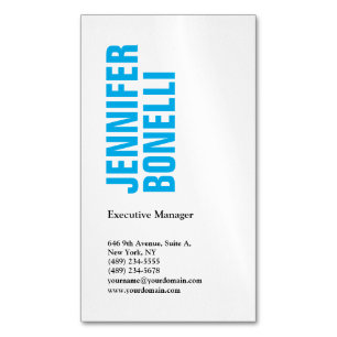 Professional minimalist modern bold blue white 	Magnetic business card