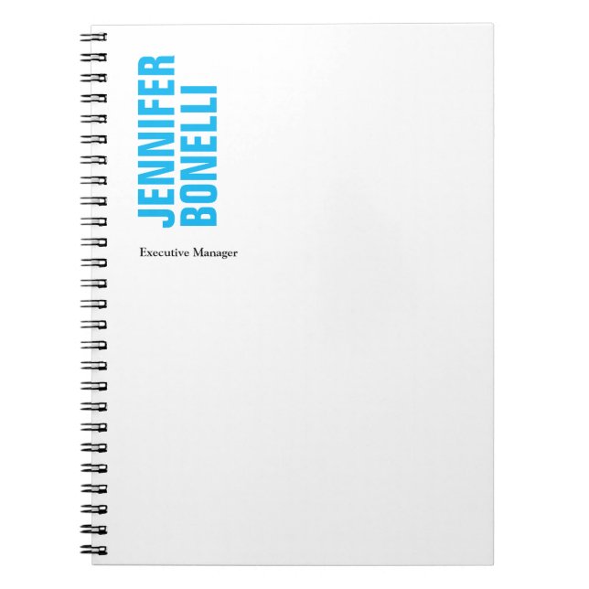 Professional minimalist modern bold blue white notebook (Front)