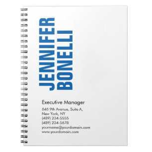 Professional minimalist modern bold blue white notebook