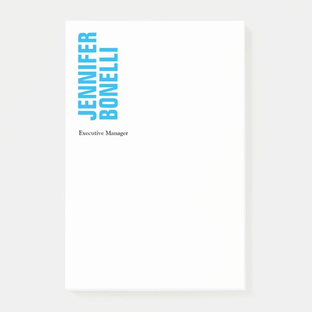 Professional minimalist modern bold blue white post-it notes (Front)
