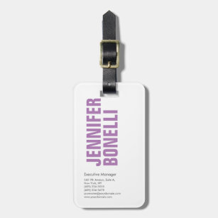 Professional minimalist modern bold lavender white luggage tag